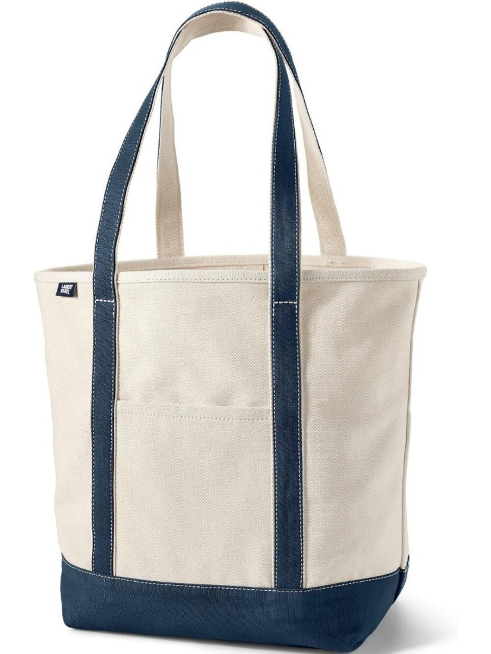 Large Open Canvas Tote Bag - Long Handle, Natural & Radiant Navy, Perfect for